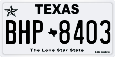 TX license plate BHP8403