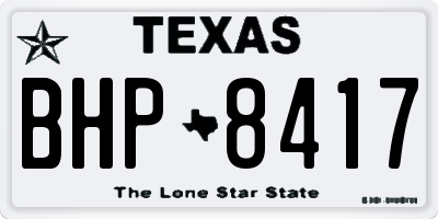 TX license plate BHP8417