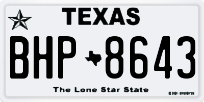TX license plate BHP8643