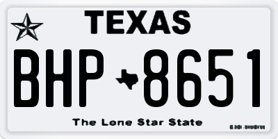 TX license plate BHP8651