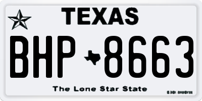 TX license plate BHP8663