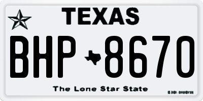TX license plate BHP8670