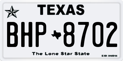TX license plate BHP8702