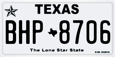 TX license plate BHP8706