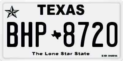 TX license plate BHP8720