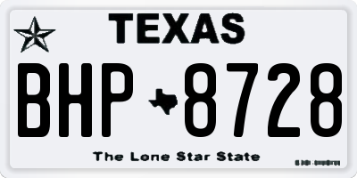 TX license plate BHP8728