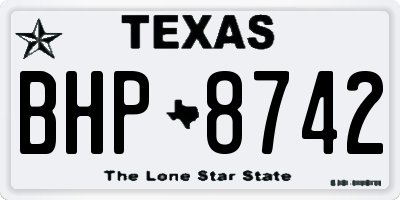 TX license plate BHP8742