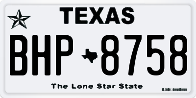 TX license plate BHP8758