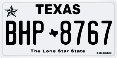 TX license plate BHP8767