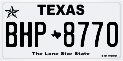TX license plate BHP8770