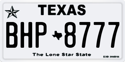 TX license plate BHP8777