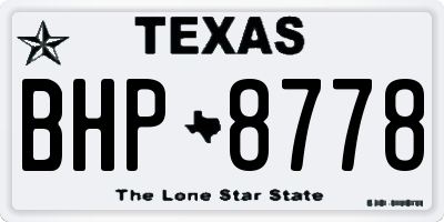 TX license plate BHP8778