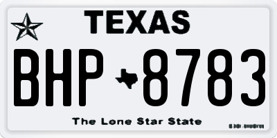 TX license plate BHP8783