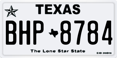 TX license plate BHP8784