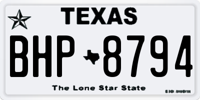 TX license plate BHP8794