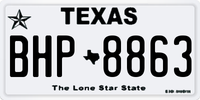 TX license plate BHP8863