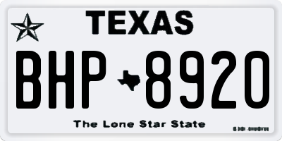 TX license plate BHP8920