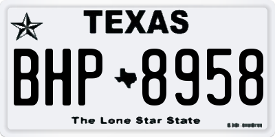 TX license plate BHP8958