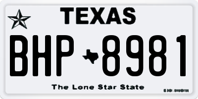TX license plate BHP8981