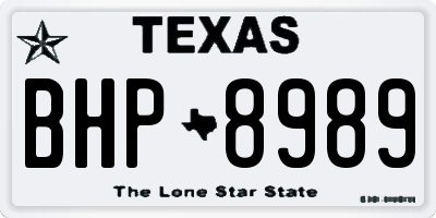 TX license plate BHP8989