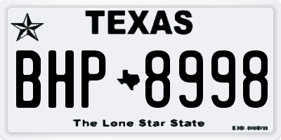 TX license plate BHP8998