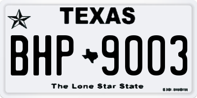 TX license plate BHP9003