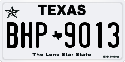TX license plate BHP9013