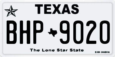TX license plate BHP9020