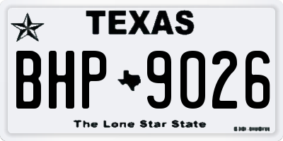 TX license plate BHP9026