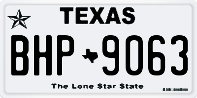TX license plate BHP9063