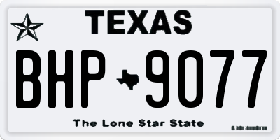 TX license plate BHP9077