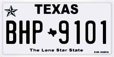 TX license plate BHP9101