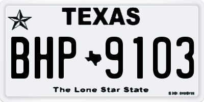 TX license plate BHP9103