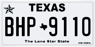 TX license plate BHP9110