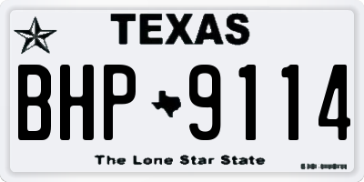 TX license plate BHP9114