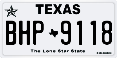 TX license plate BHP9118