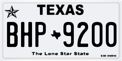 TX license plate BHP9200