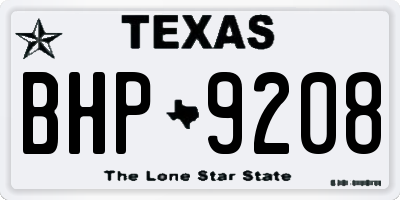 TX license plate BHP9208