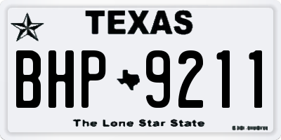 TX license plate BHP9211