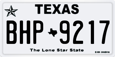 TX license plate BHP9217