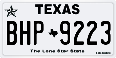 TX license plate BHP9223