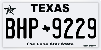 TX license plate BHP9229