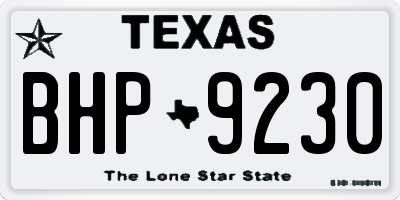 TX license plate BHP9230