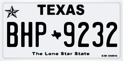 TX license plate BHP9232