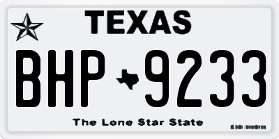 TX license plate BHP9233