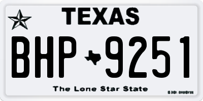 TX license plate BHP9251
