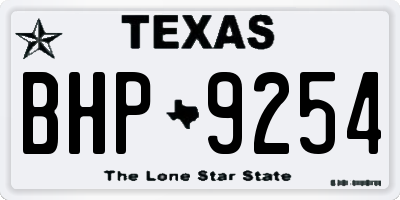 TX license plate BHP9254