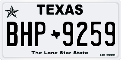 TX license plate BHP9259