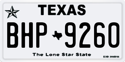 TX license plate BHP9260