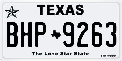 TX license plate BHP9263